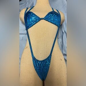 Shimmering Blue Sequin Soft Fabric Bikini
